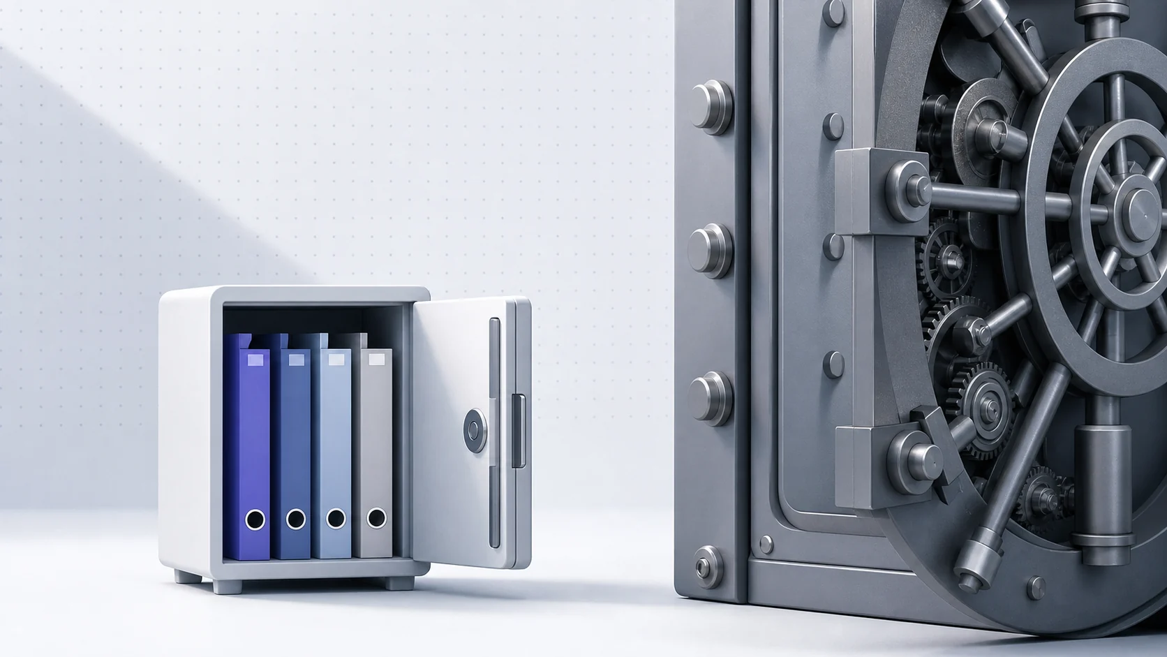 A right-sized contract cabinet contrasted with an oversized enterprise vault