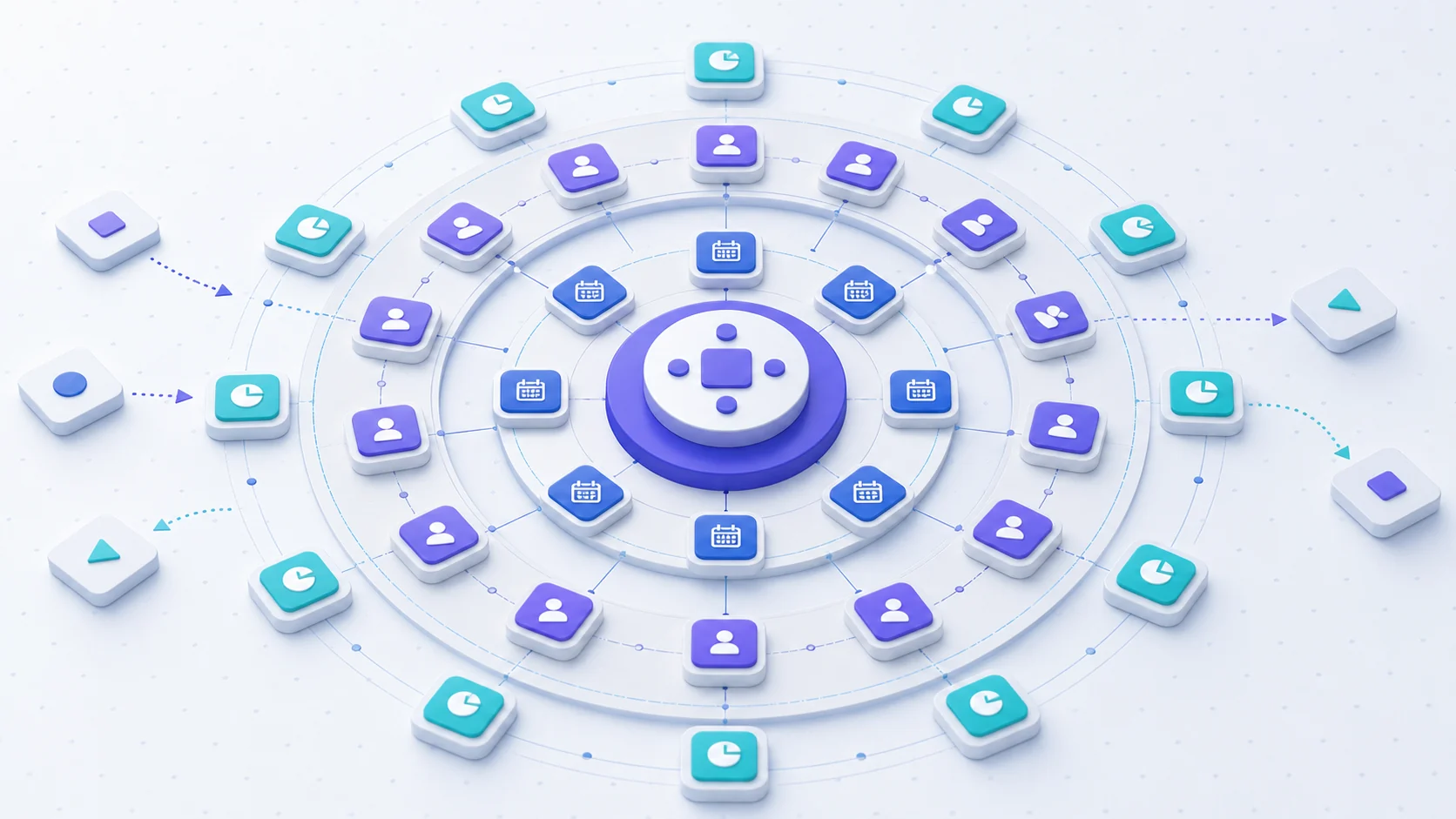 Software subscriptions organized into concentric ownership, calendar, and spend systems