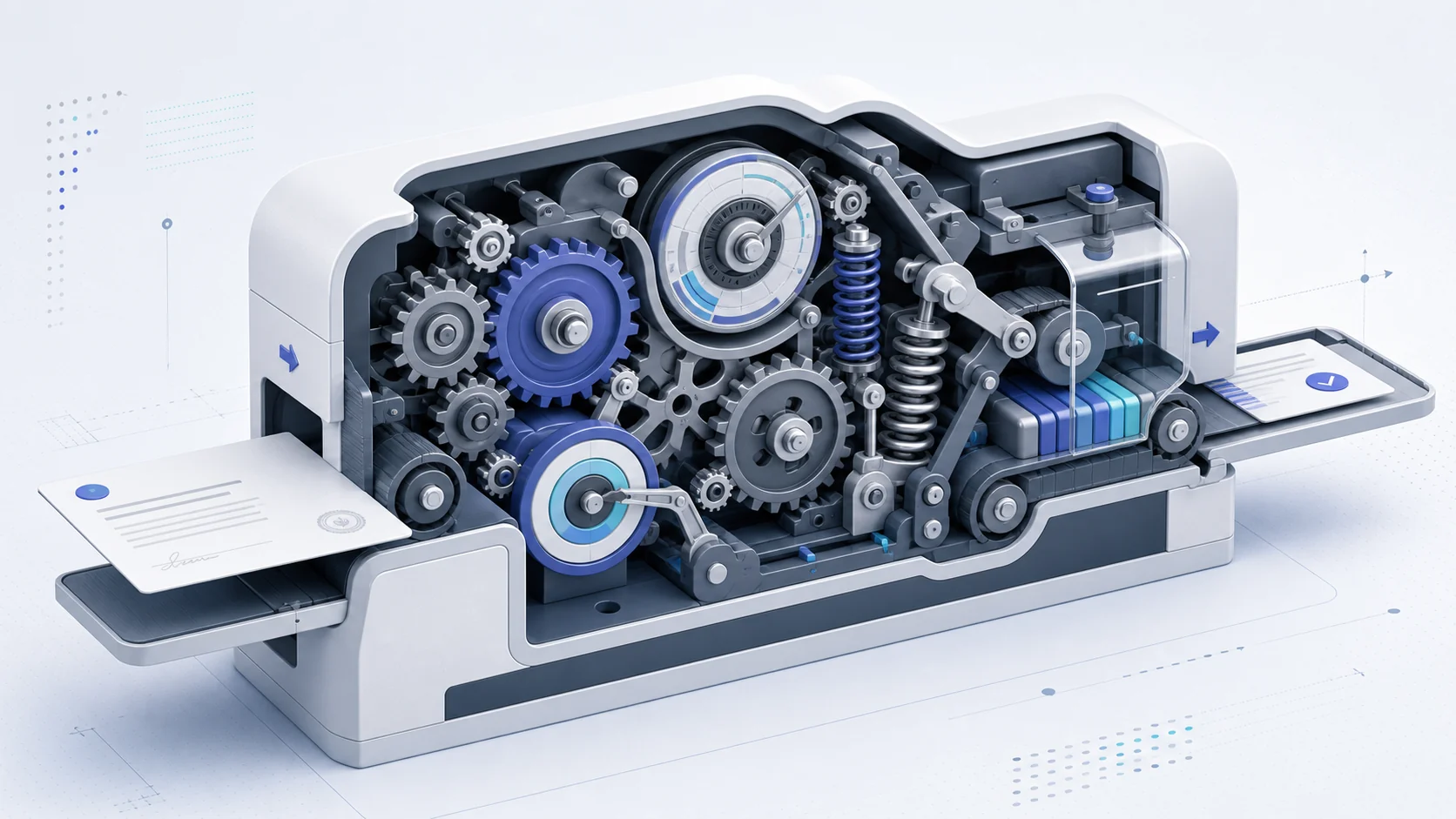 A cutaway machine revealing the gears and incentives behind software renewals
